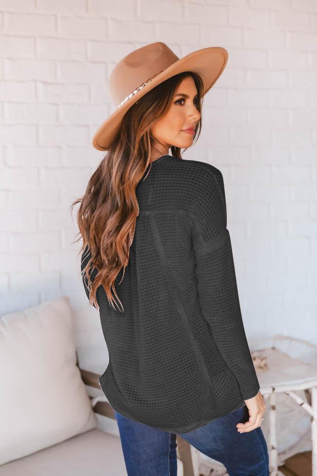 Drop Shoulder Waffle Knit Sweater - Image 3