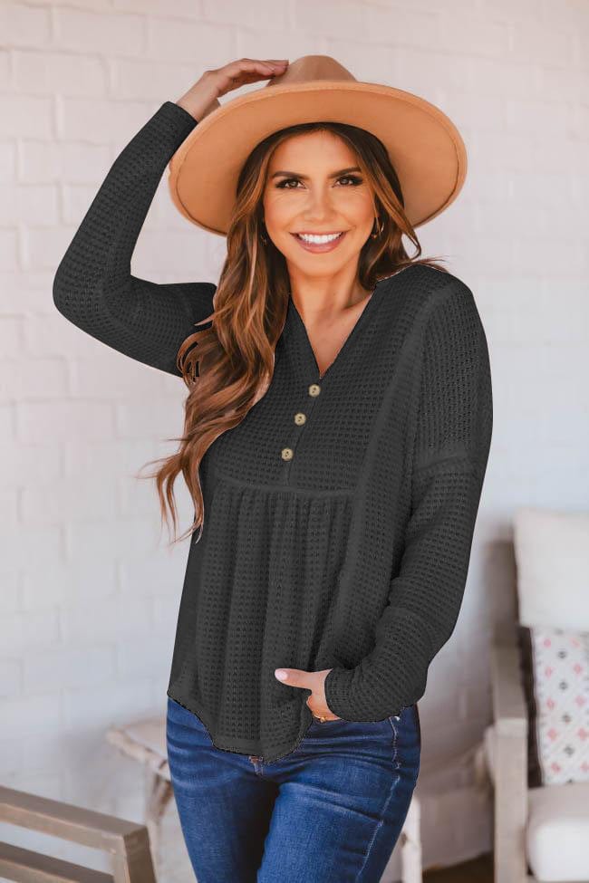 Drop Shoulder Waffle Knit Sweater - Image 4