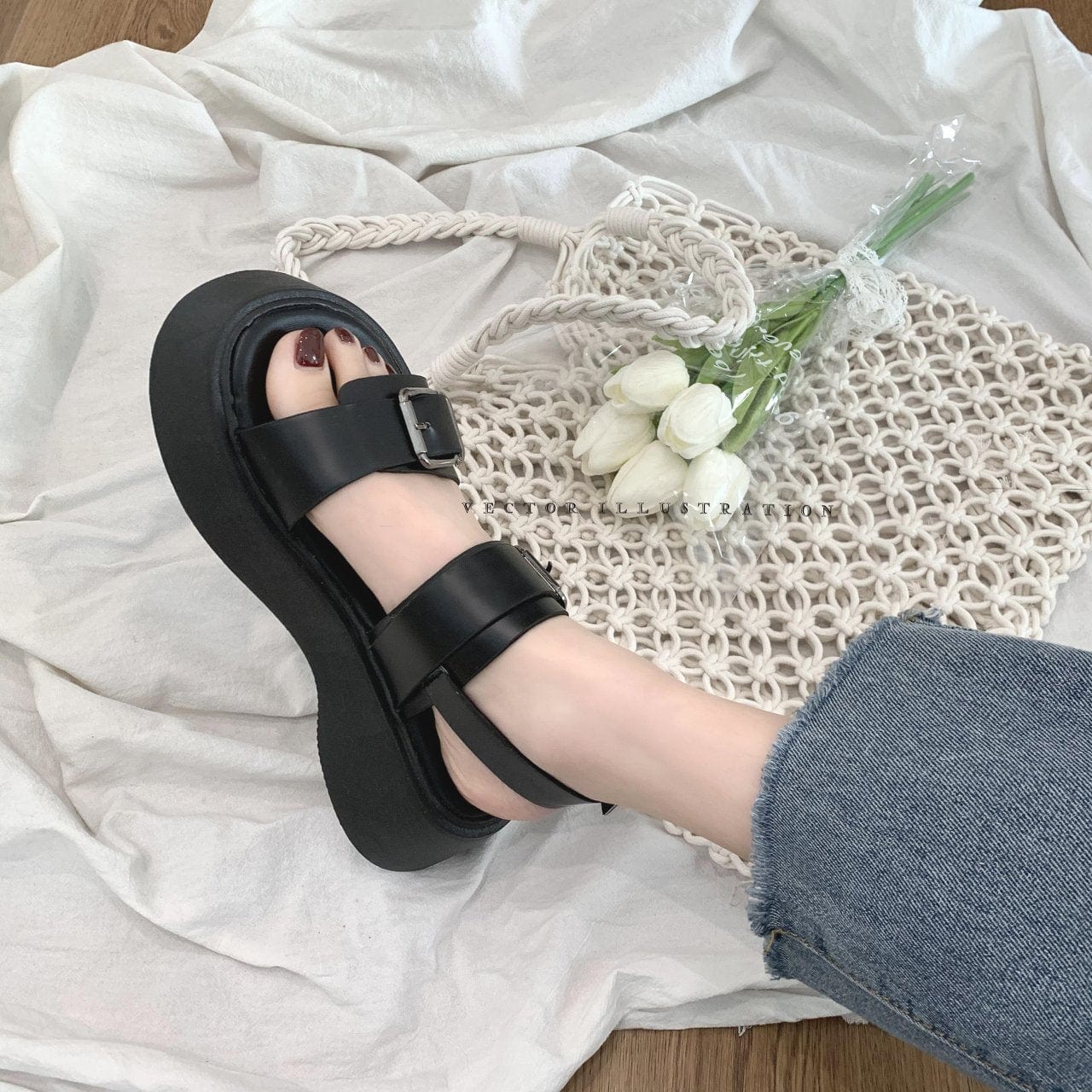 Dual Buckle Platform Sandals - Image 5
