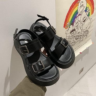 Dual Buckle Platform Sandals - Image 7