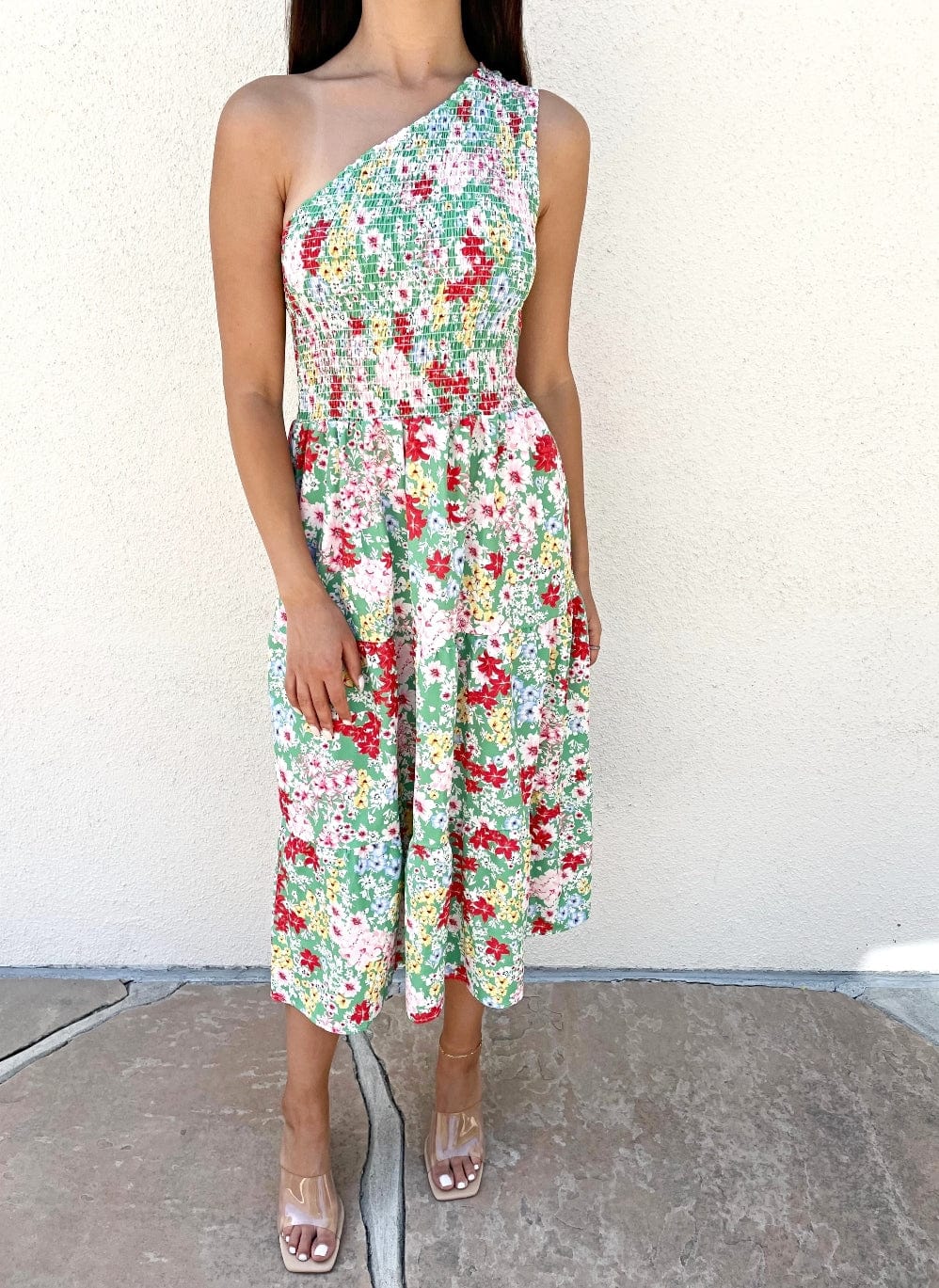 Easy on the Eyes Floral One Shoulder Dress - Image 3