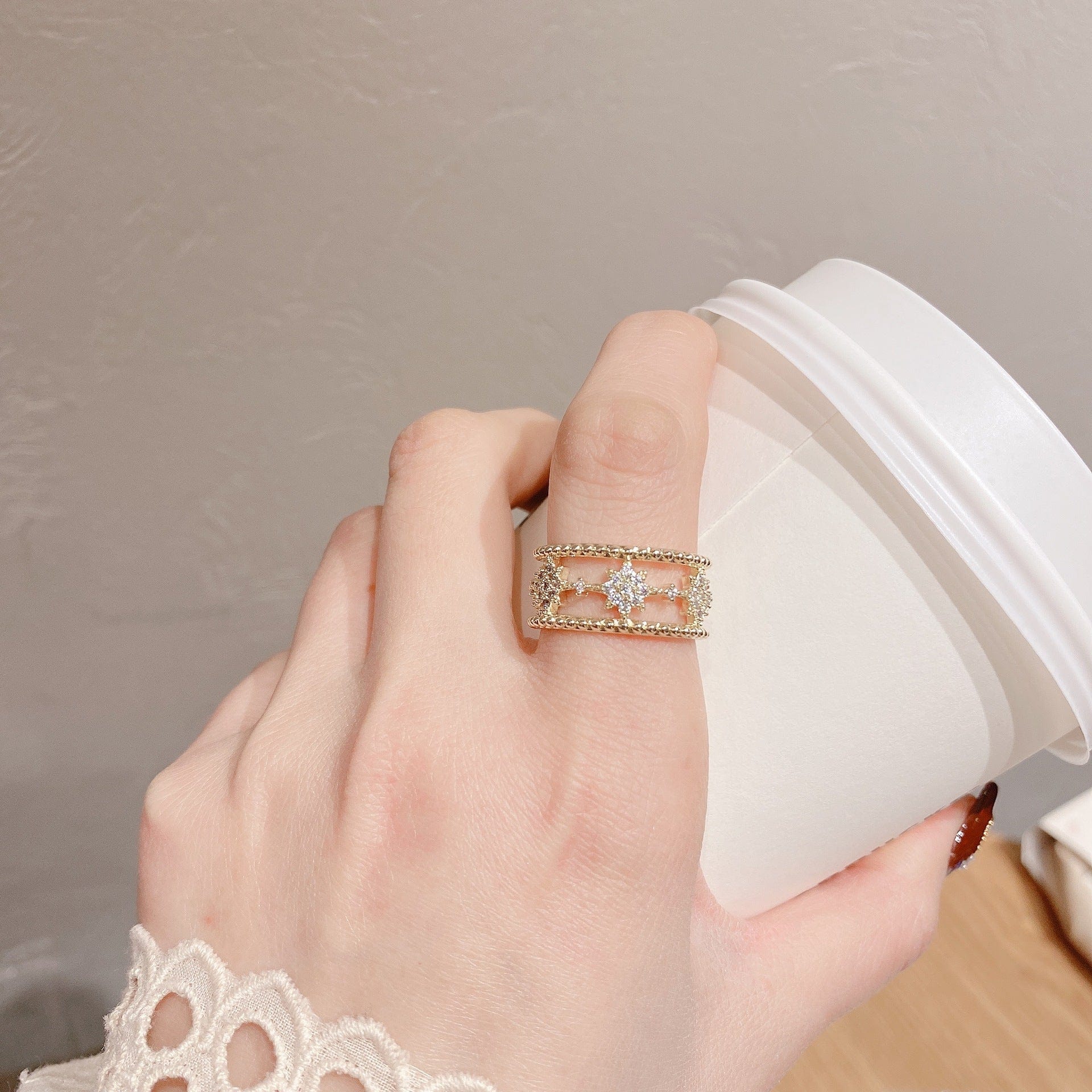 Eight-Pointed Star Open Ring - Image 3