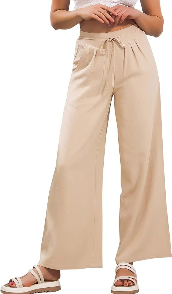 Elastic High Waist Casual Wide Leg Long Palazzo Lounge Pants Trousers - Image 7