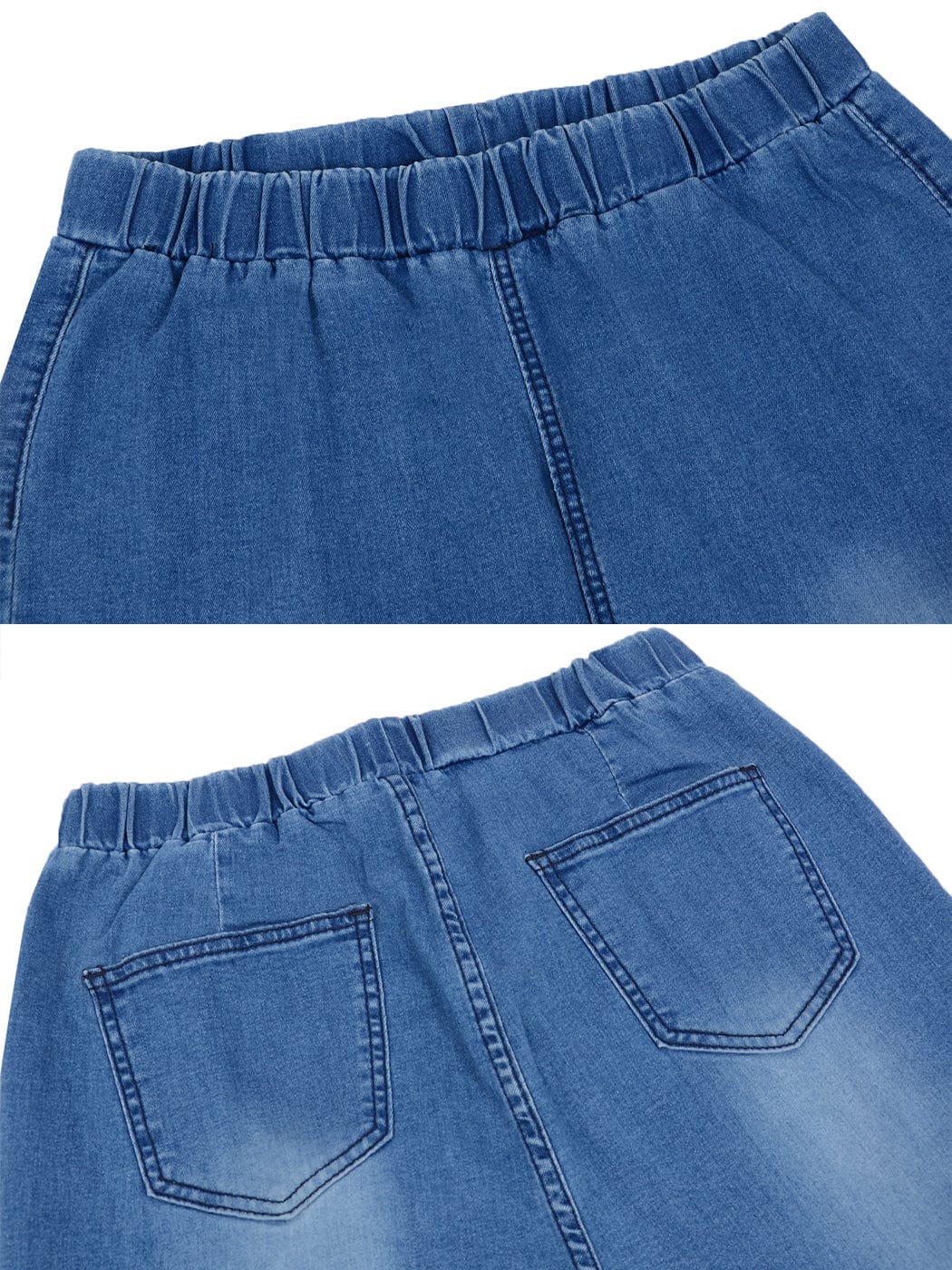 Elastic Waist Distressed Flared Long Bell Bottom Denim Jeans - Image 11