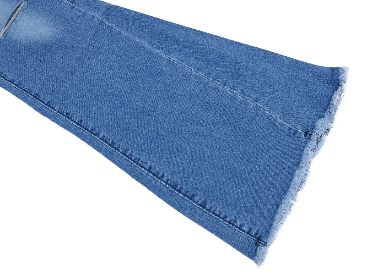 Elastic Waist Distressed Flared Long Bell Bottom Denim Jeans - Image 13