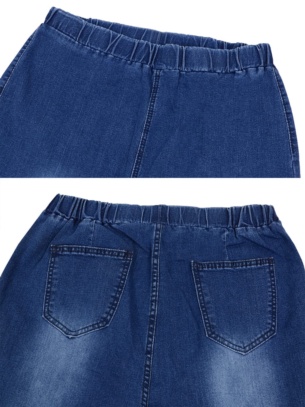 Elastic Waist Distressed Flared Long Bell Bottom Denim Jeans - Image 17