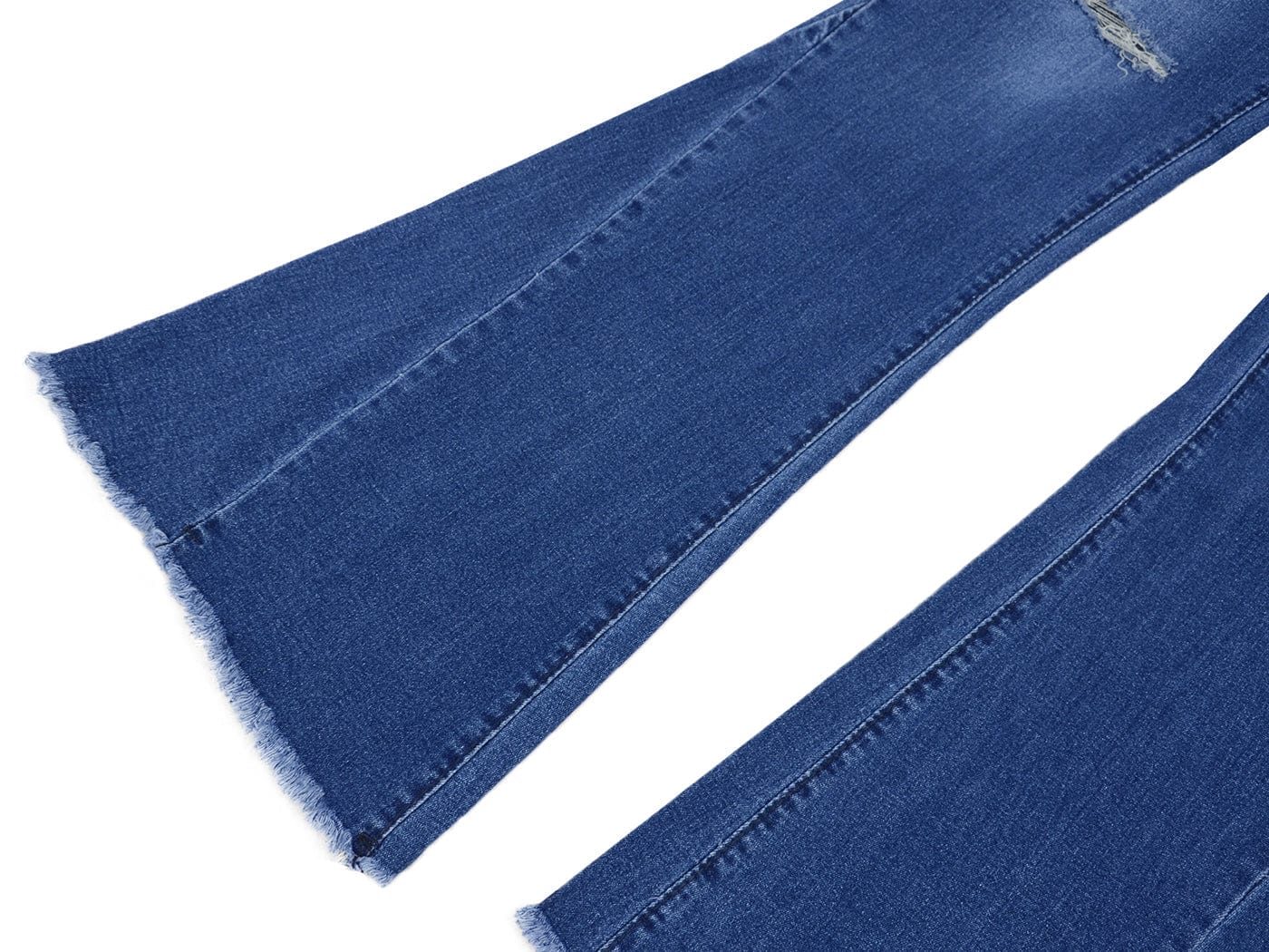 Elastic Waist Distressed Flared Long Bell Bottom Denim Jeans - Image 19