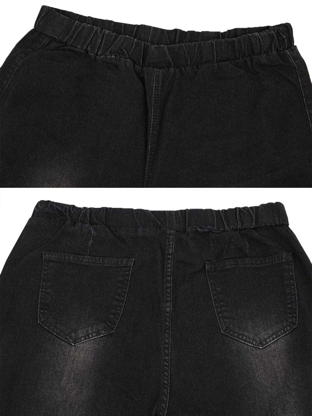 Elastic Waist Distressed Flared Long Bell Bottom Denim Jeans - Image 4