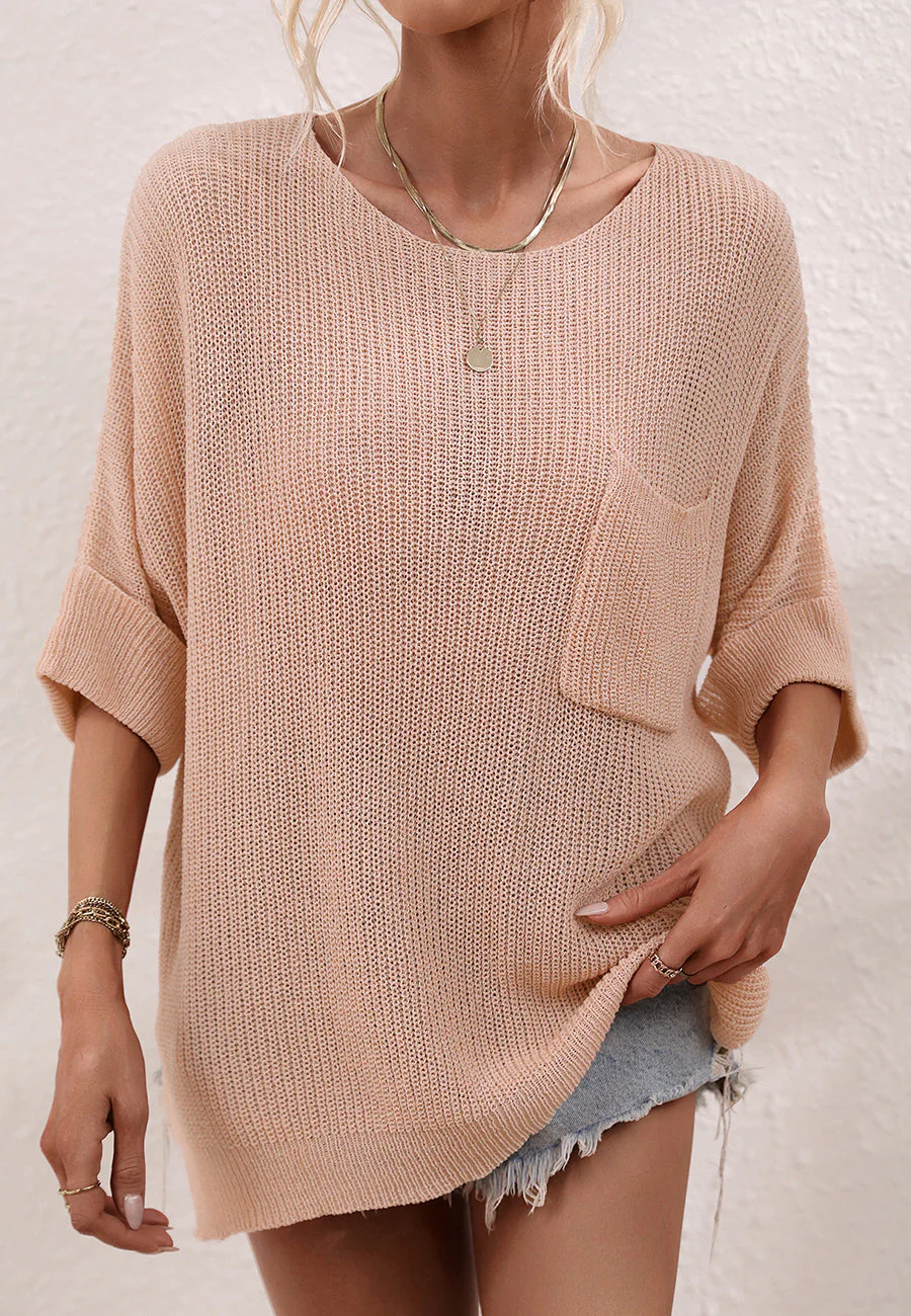 Elbow Sleeve Textured Knit Sweater - Image 14