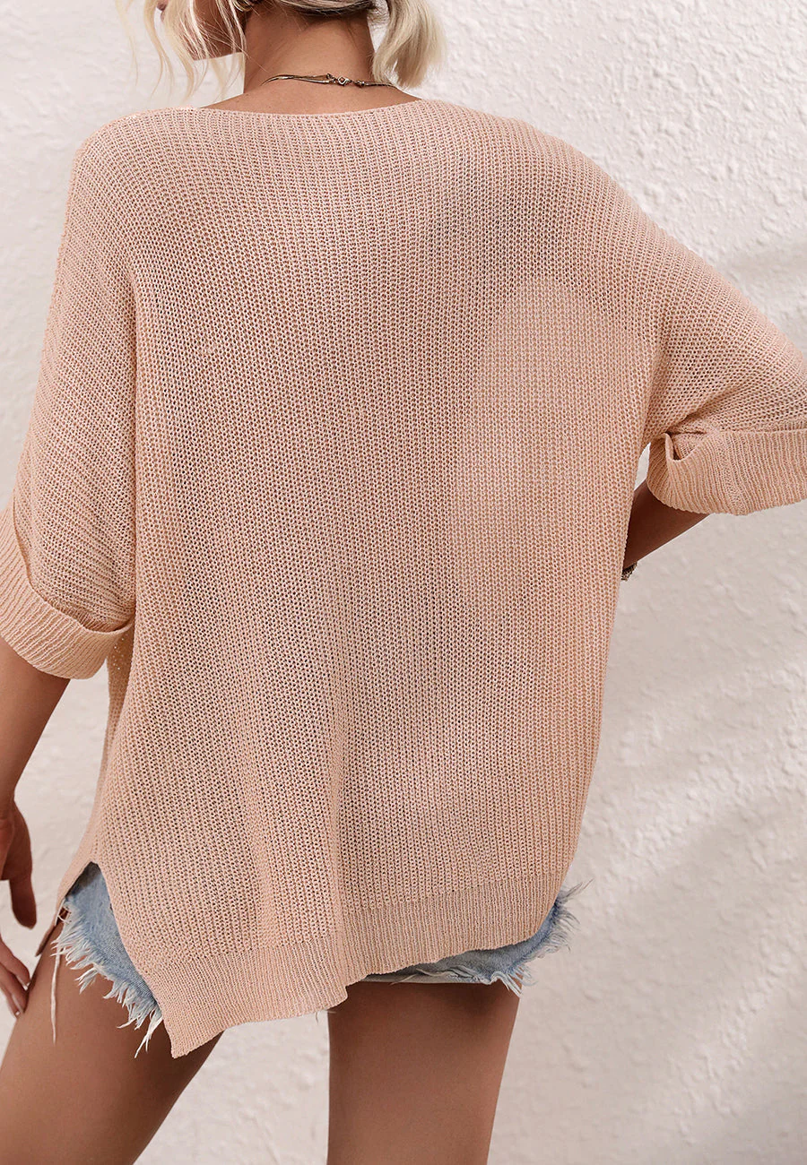 Elbow Sleeve Textured Knit Sweater - Image 20