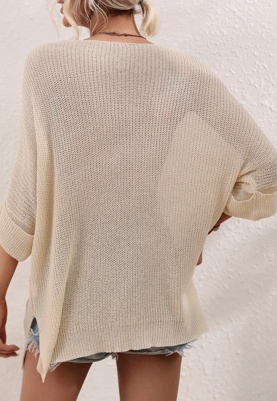 Elbow Sleeve Textured Knit Sweater - Image 26