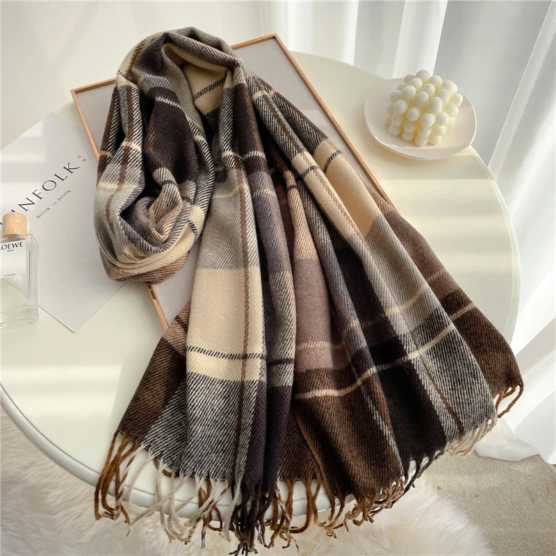 Elegant Cashmere-Feel Pashmina Shawl Wrap with Tassel - Image 2