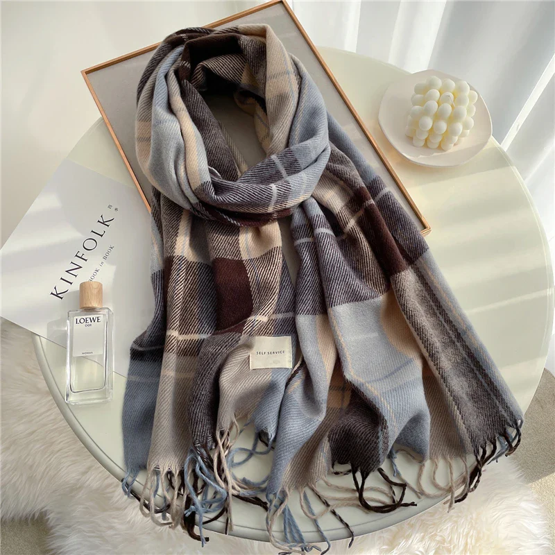 Elegant Cashmere-Feel Pashmina Shawl Wrap with Tassel - Image 3