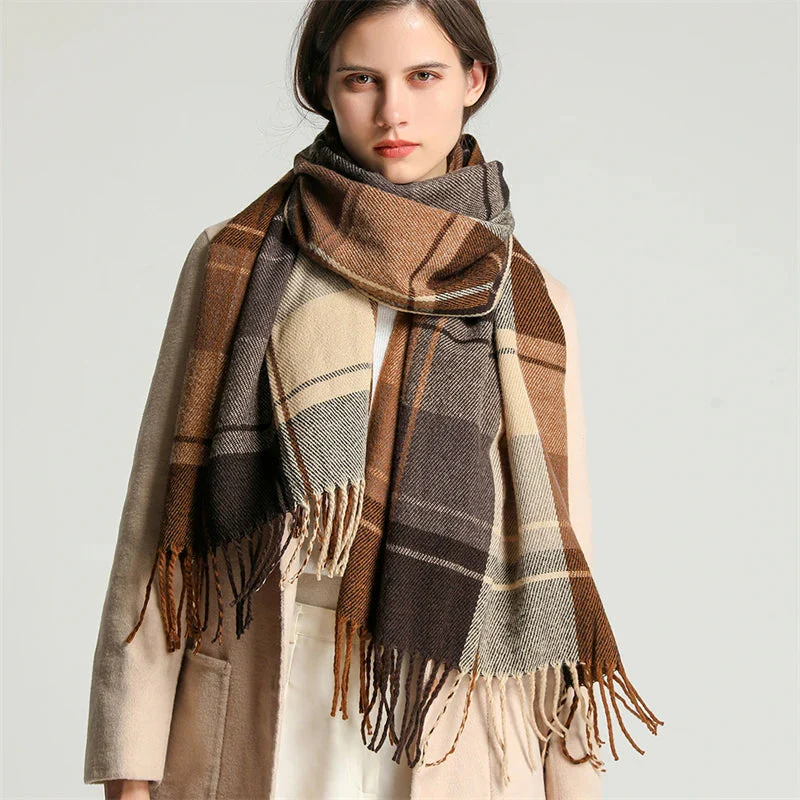 Elegant Cashmere-Feel Pashmina Shawl Wrap with Tassel - Image 4