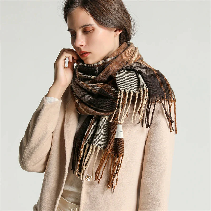 Elegant Cashmere-Feel Pashmina Shawl Wrap with Tassel - Image 7