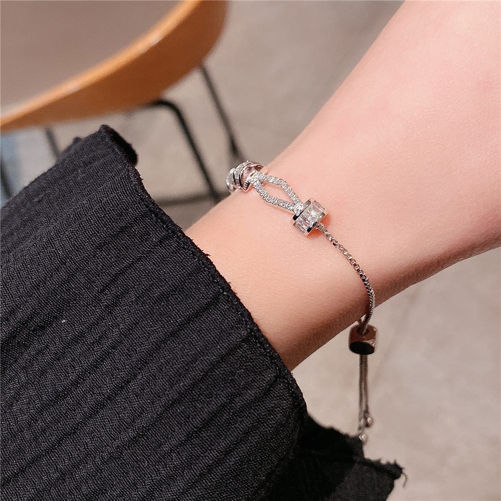 Elegant Silver Crystal Bracelet - Image 2