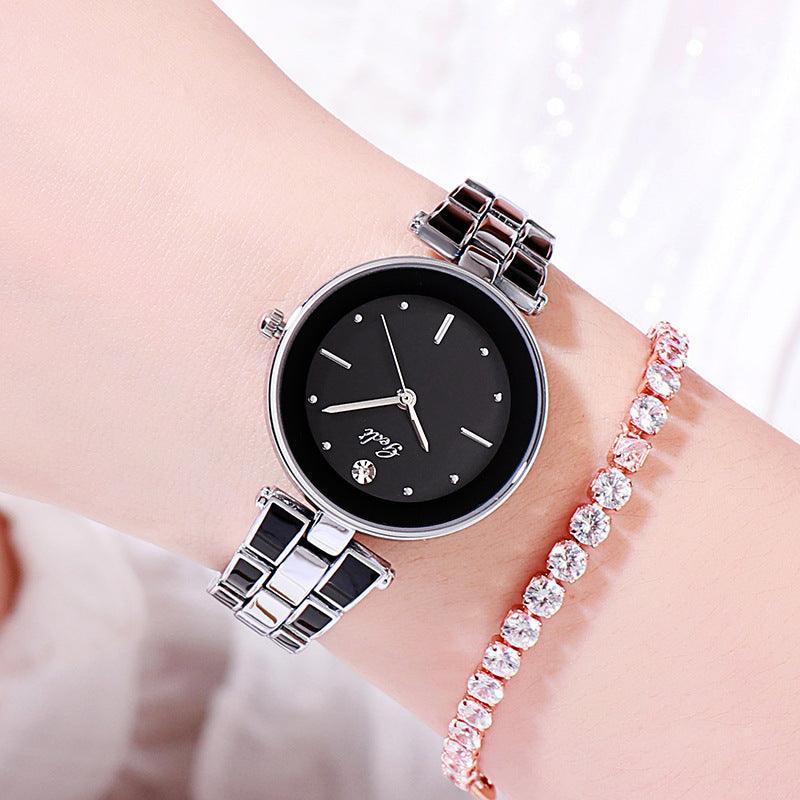 Elegant Steel Strap Watch Korean Style Student White Quartz Watch - Image 10