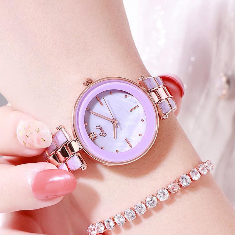 Elegant Steel Strap Watch Korean Style Student White Quartz Watch - Image 12