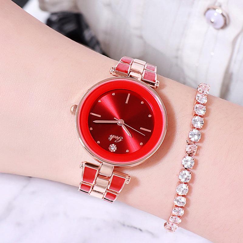 Elegant Steel Strap Watch Korean Style Student White Quartz Watch - Image 13