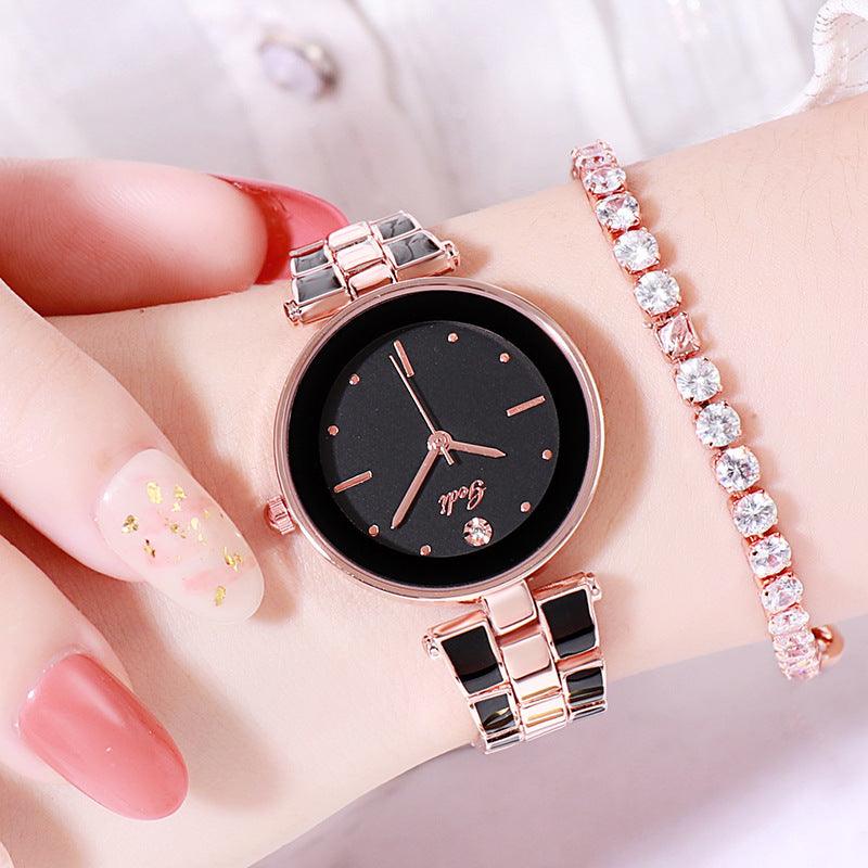 Elegant Steel Strap Watch Korean Style Student White Quartz Watch - Image 16