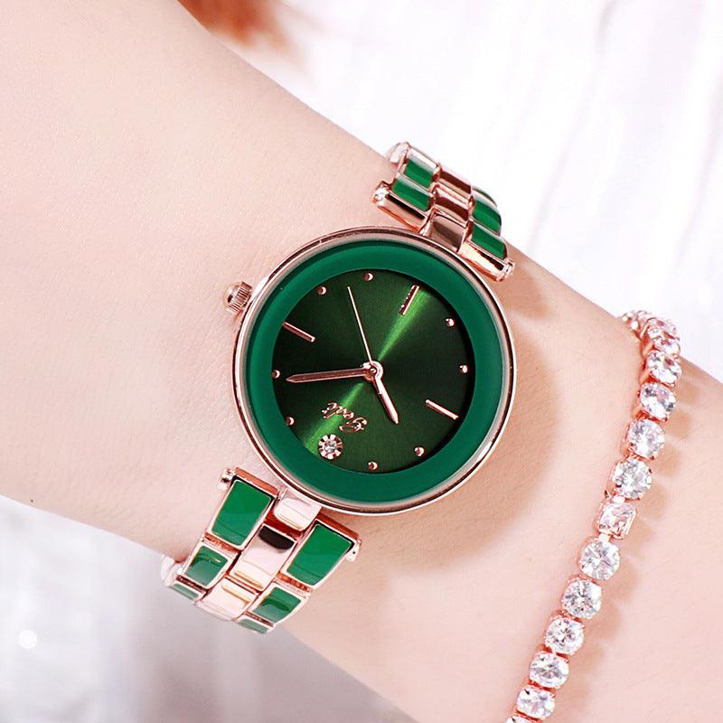 Elegant Steel Strap Watch Korean Style Student White Quartz Watch - Image 4