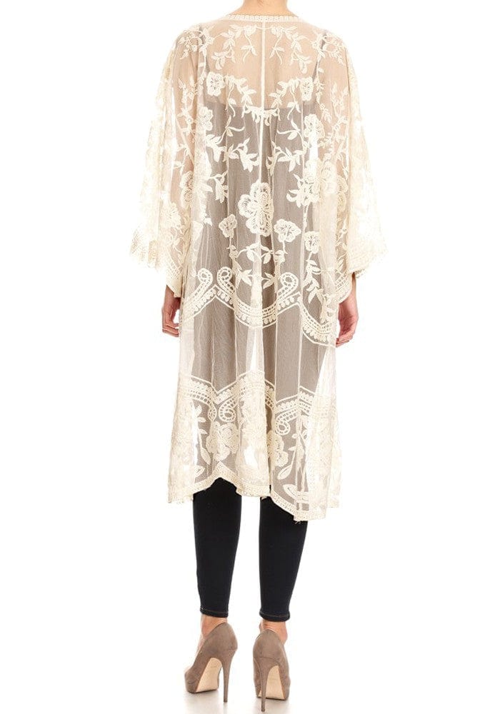 Embroidered Floral Butterfly Kimono Cover Up Cardigan - Image 14