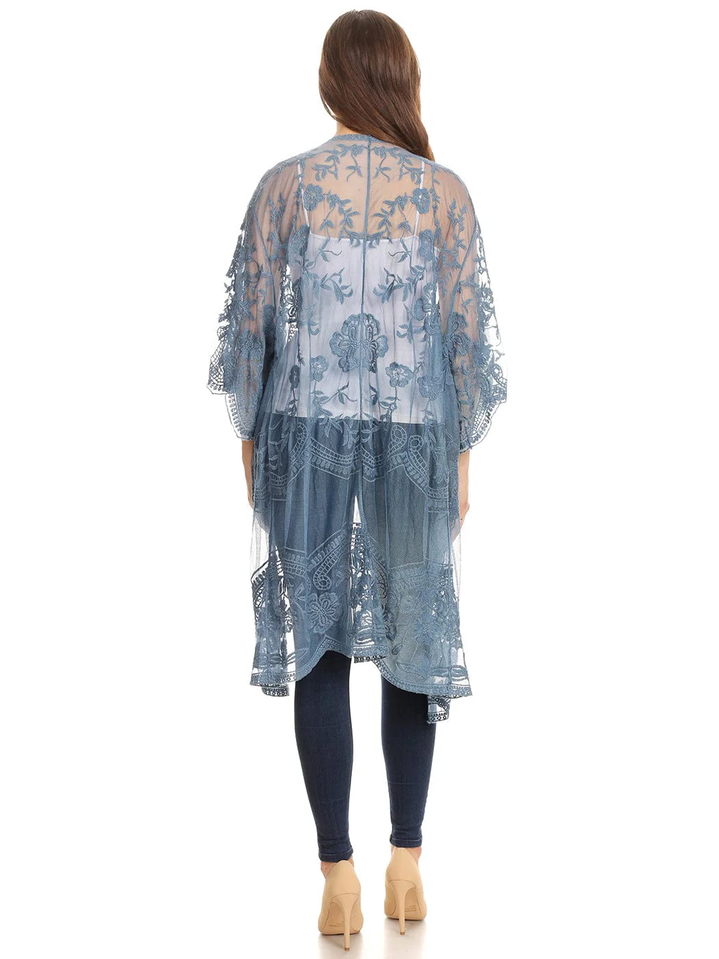 Embroidered Floral Butterfly Kimono Cover Up Cardigan - Image 19