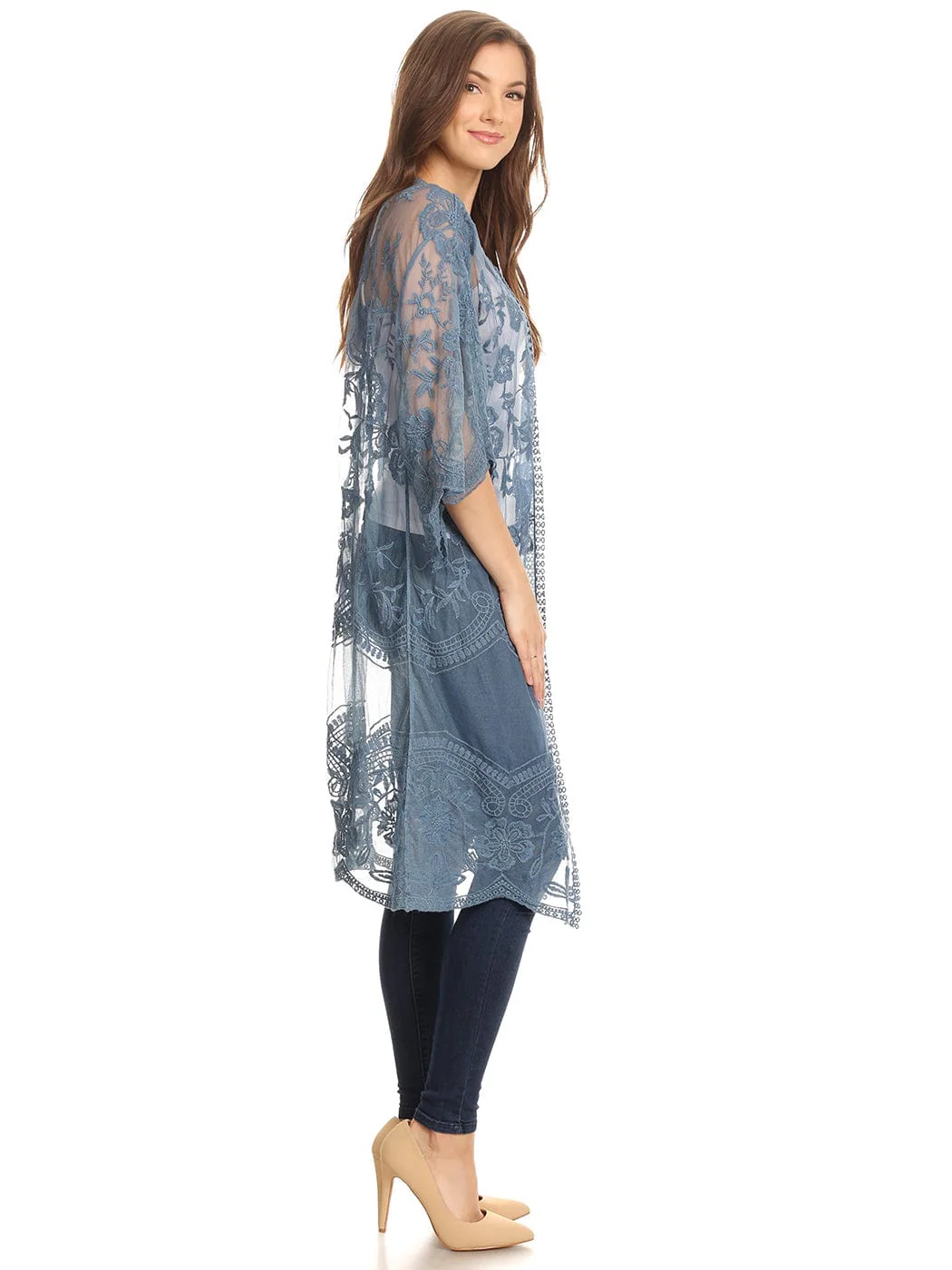 Embroidered Floral Butterfly Kimono Cover Up Cardigan - Image 20