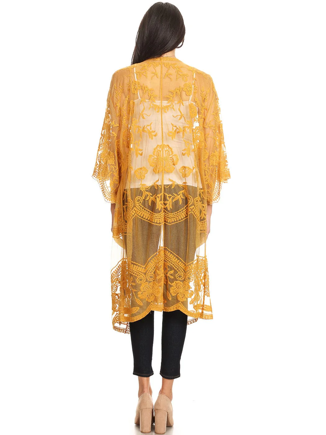 Embroidered Floral Butterfly Kimono Cover Up Cardigan - Image 35
