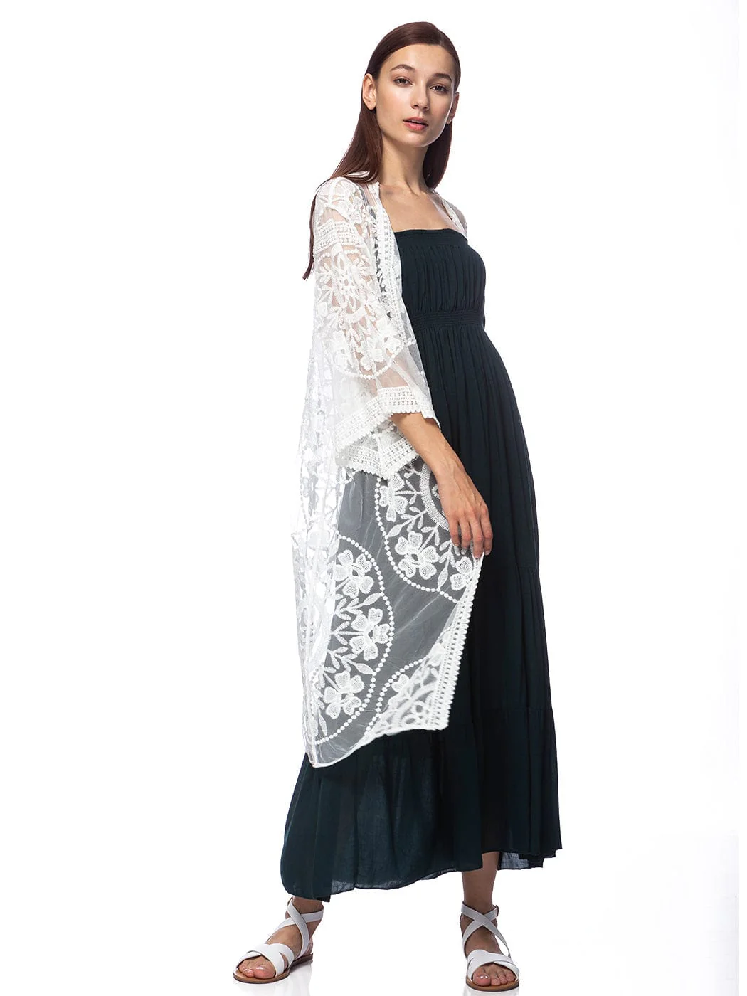 Embroidered Floral Butterfly Kimono Cover Up Cardigan - Image 40