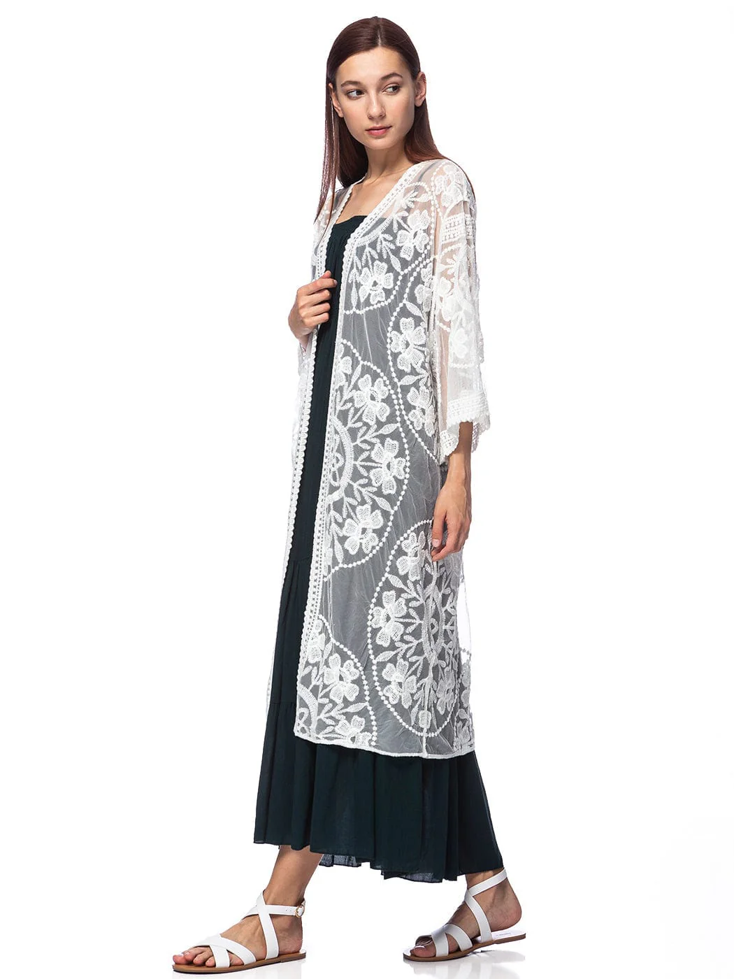 Embroidered Floral Butterfly Kimono Cover Up Cardigan - Image 41
