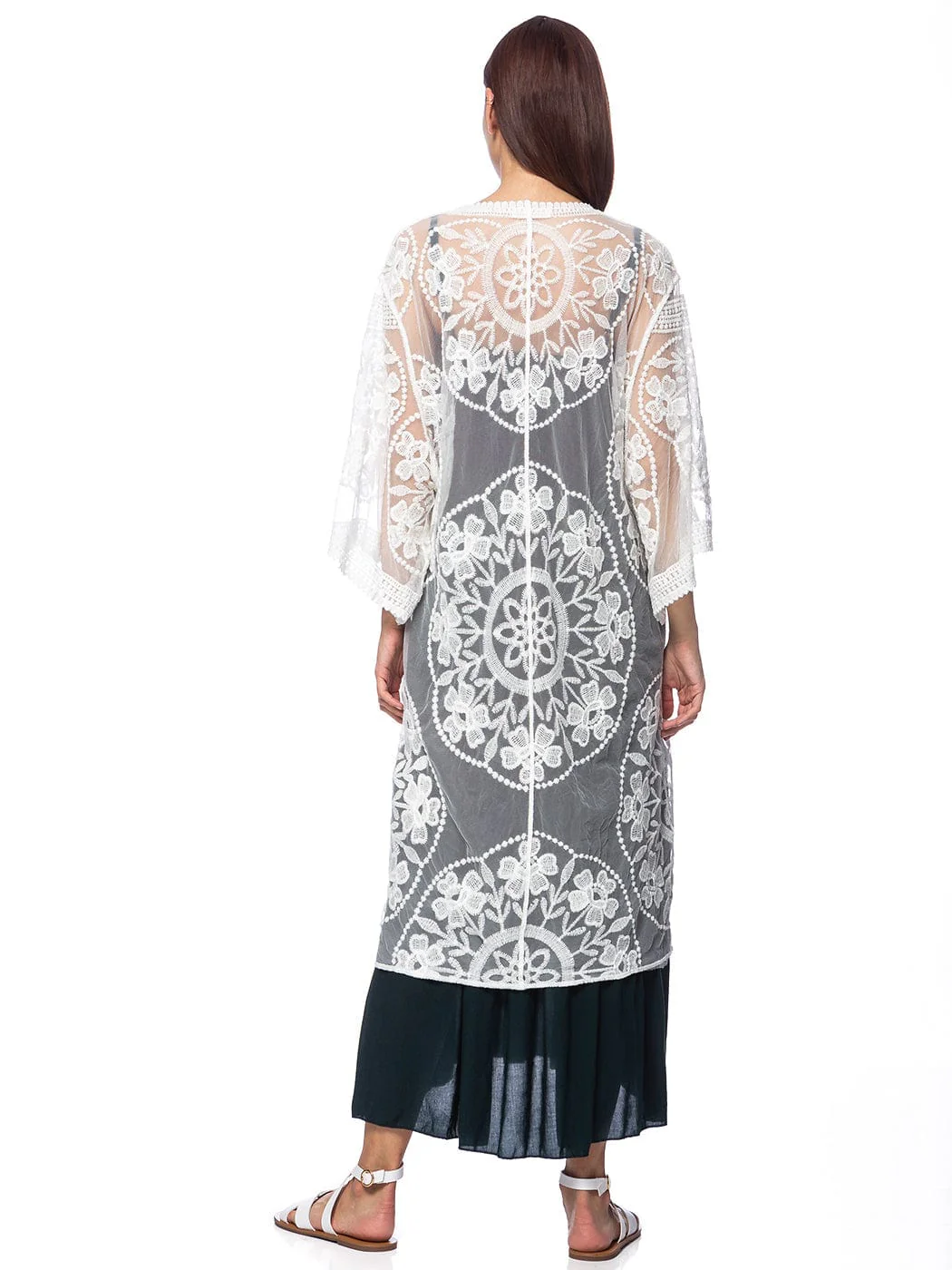 Embroidered Floral Butterfly Kimono Cover Up Cardigan - Image 42