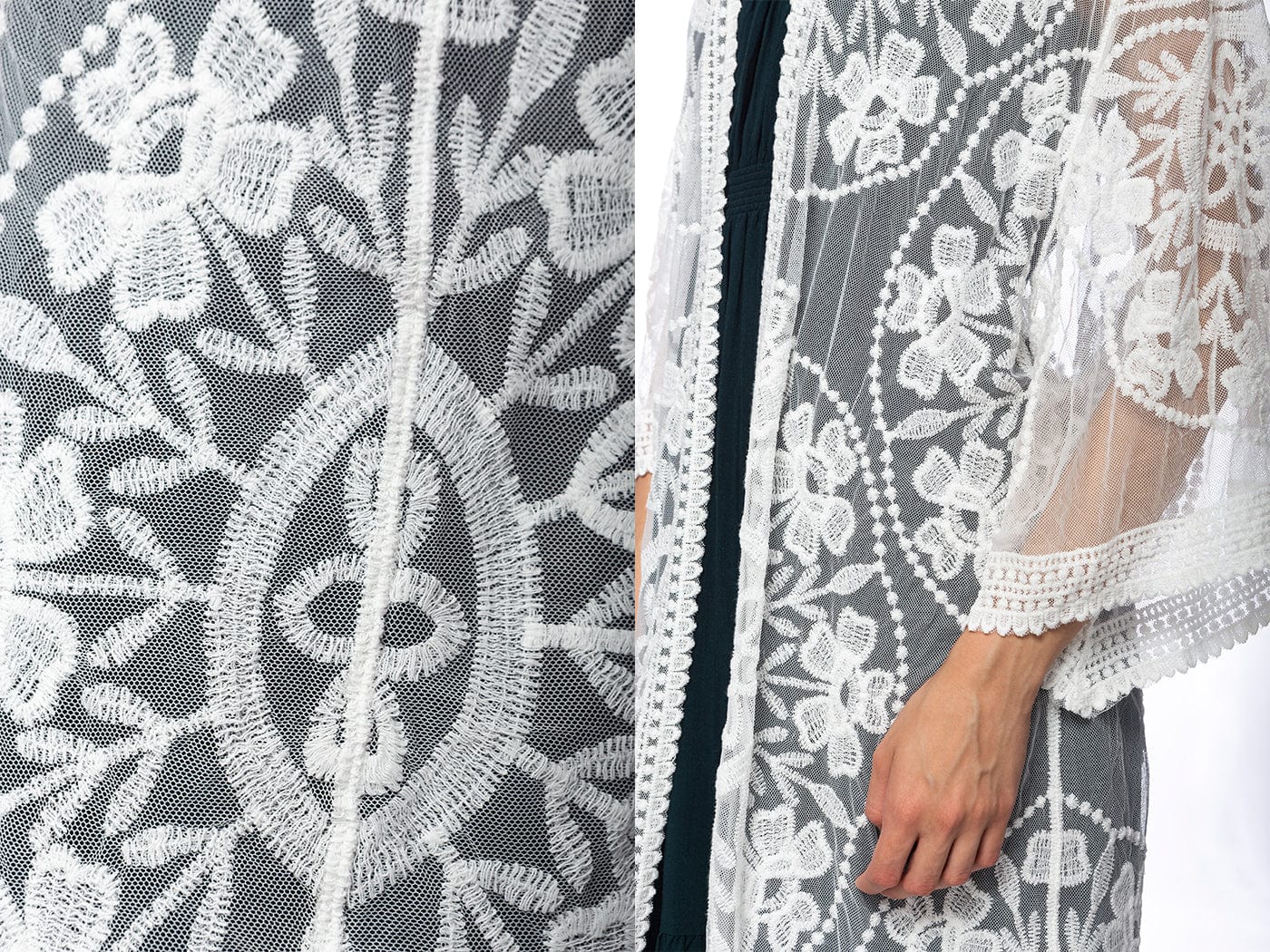 Embroidered Floral Butterfly Kimono Cover Up Cardigan - Image 44