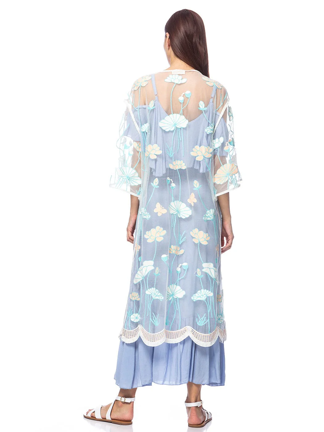 Embroidered Floral Butterfly Kimono Cover Up Cardigan - Image 50