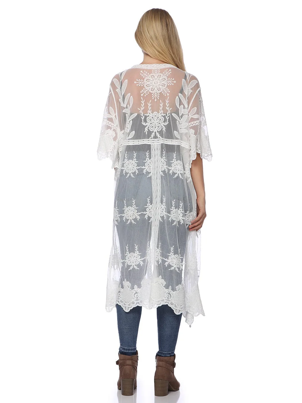 Embroidered Floral Butterfly Kimono Cover Up Cardigan - Image 53
