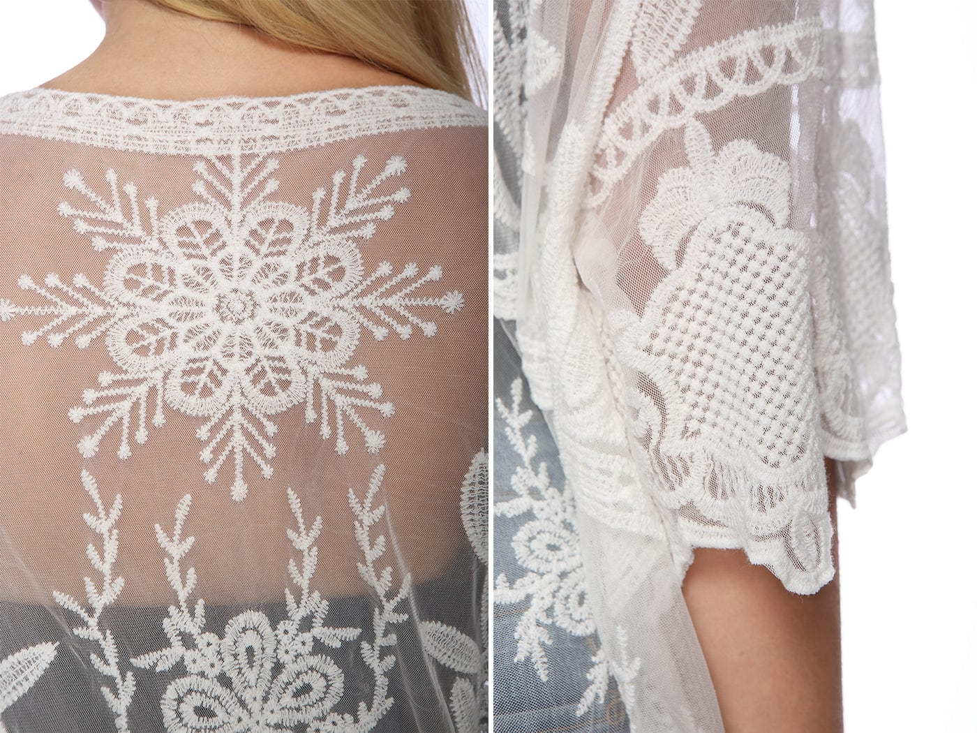 Embroidered Floral Butterfly Kimono Cover Up Cardigan - Image 57