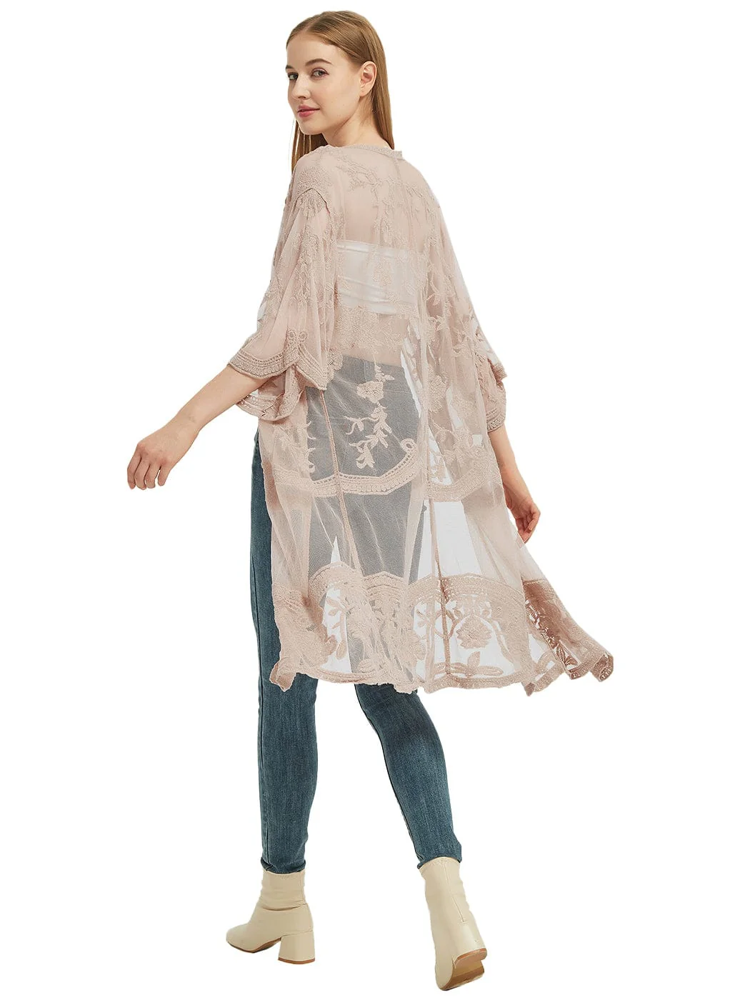 Embroidered Floral Butterfly Kimono Cover Up Cardigan - Image 60