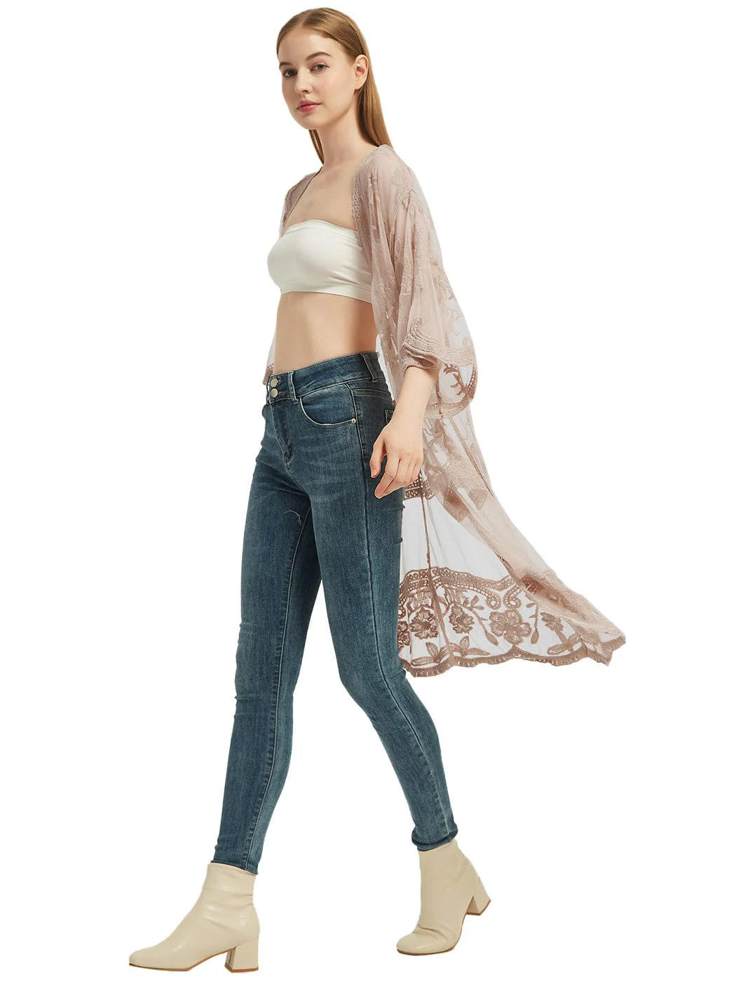 Embroidered Floral Butterfly Kimono Cover Up Cardigan - Image 61