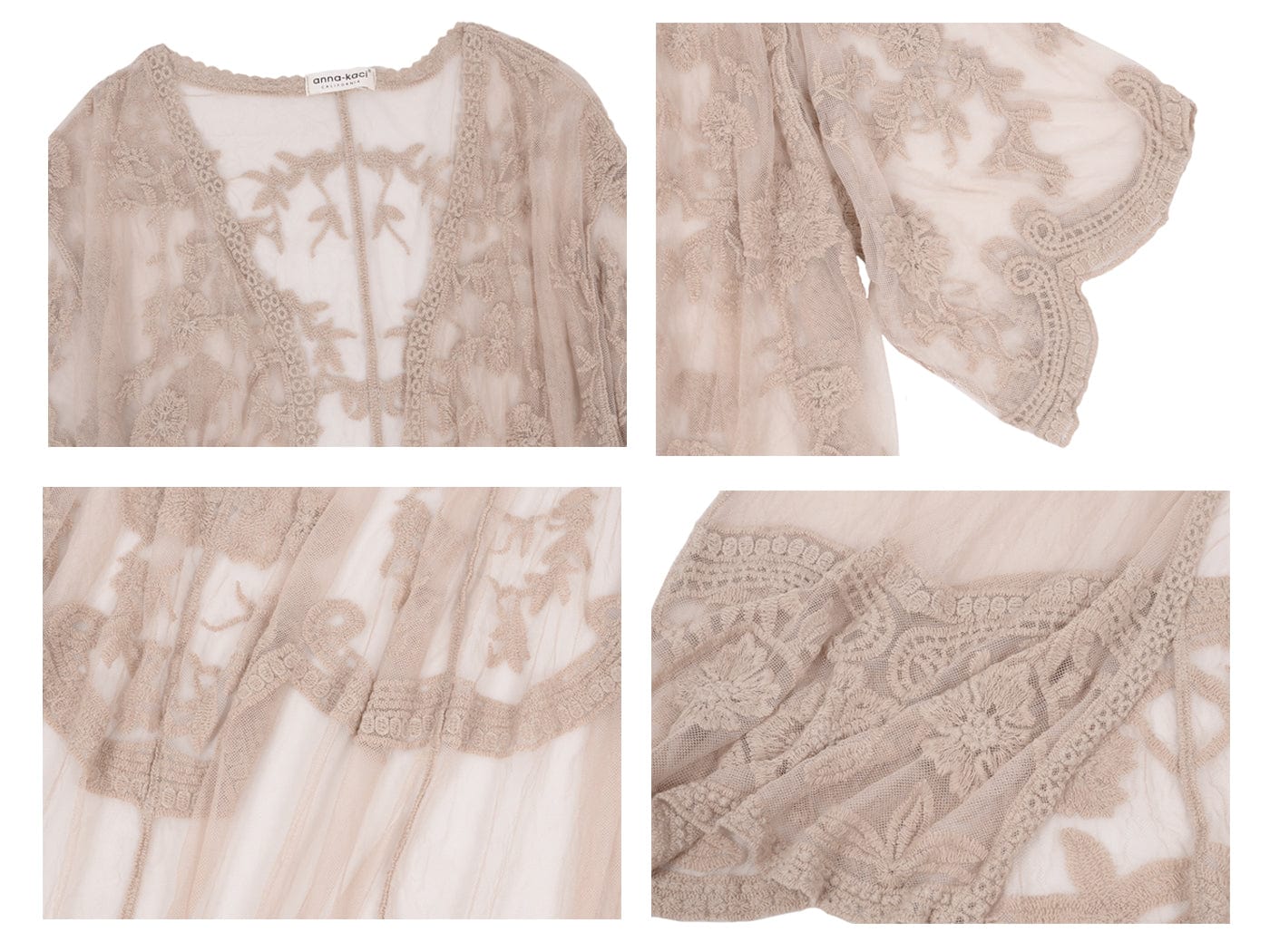 Embroidered Floral Butterfly Kimono Cover Up Cardigan - Image 64