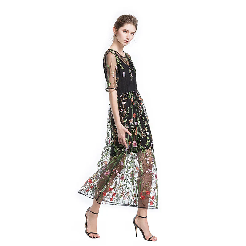Embroidered Lace Dress Two Piece Set - Image 4