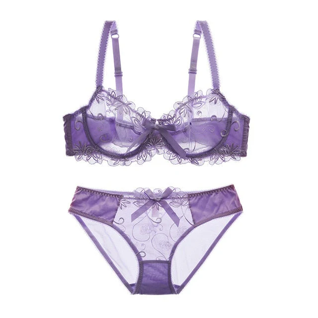 Embroidery Luxury Bras & Underwear Set Multi Colors - Image 8