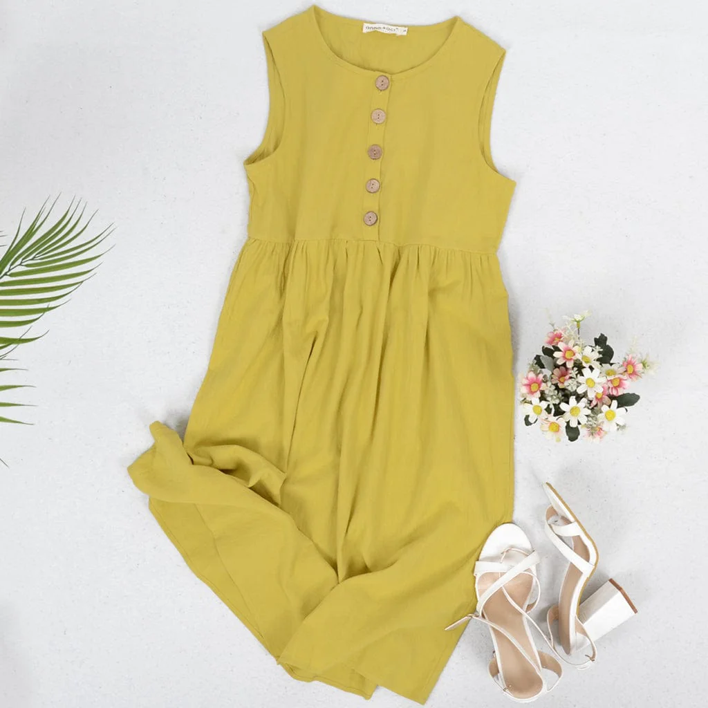 Empire Gathered Button Detail Dress - Image 12