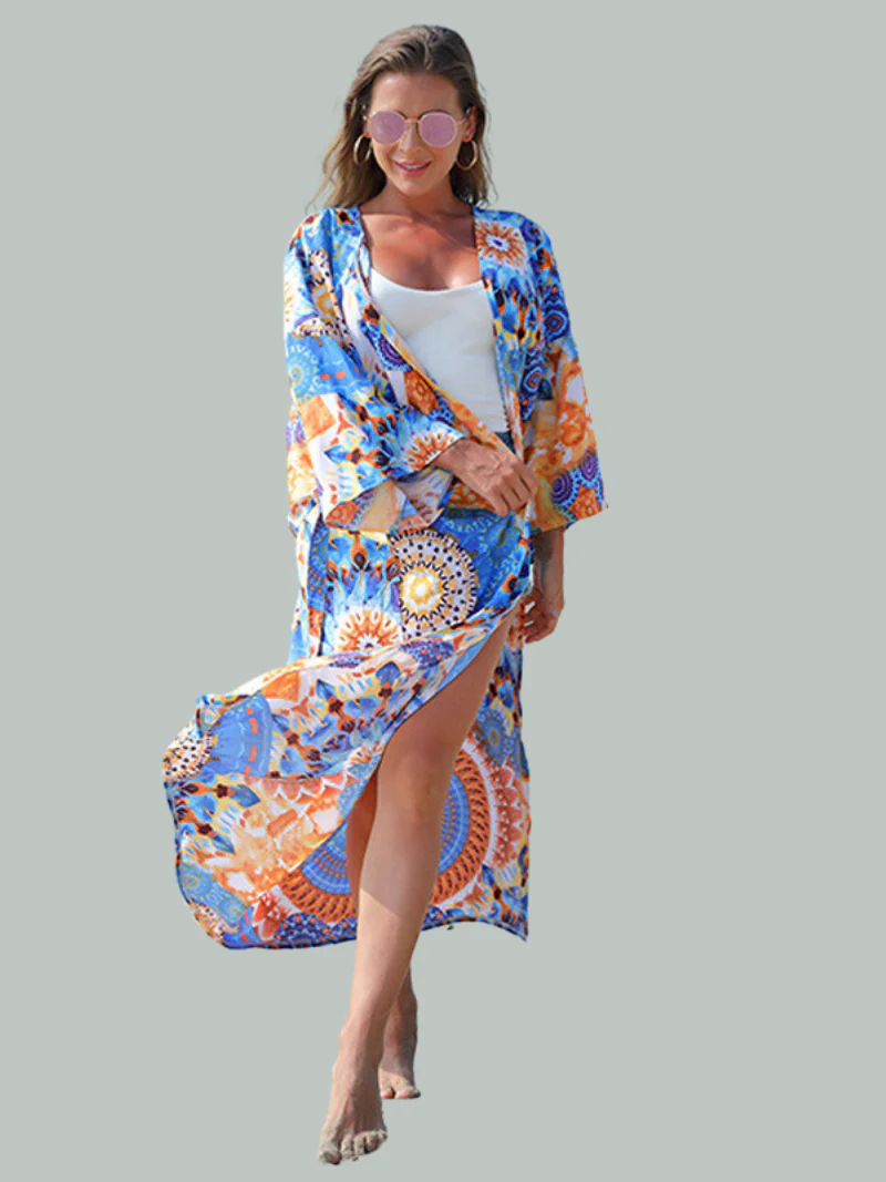 Enlighten Me Blue Polyester Kimono Jacket - Image 2