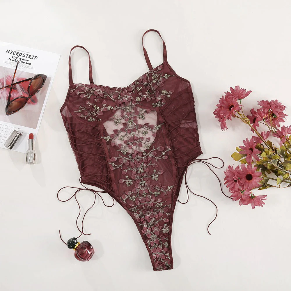 Erotic Lingerie Lace Flower Embroidery Multi Colors - Image 8