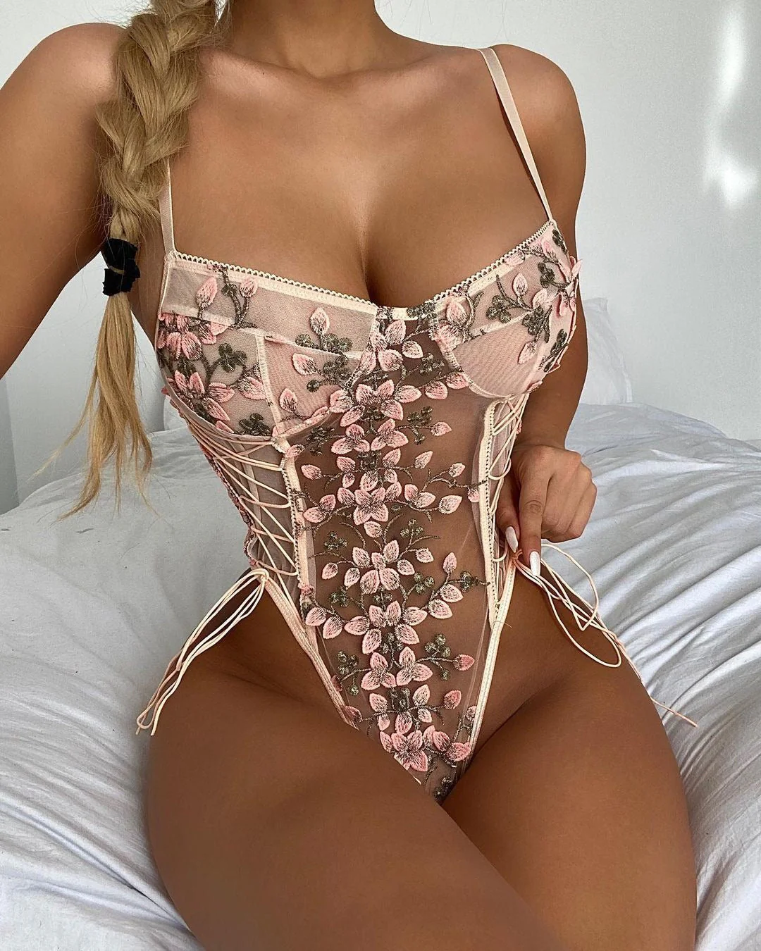 Erotic Lingerie Lace Flower Embroidery Multi Colors - Image 9