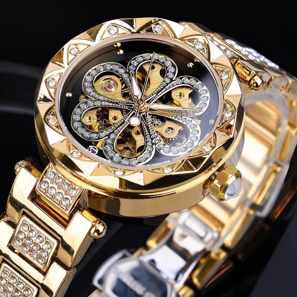European And American Ladies Casual Rhinestone Hollow Mechanical Waterproof - Image 3
