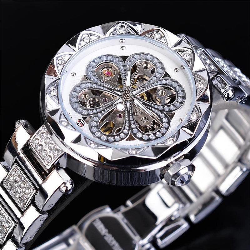 European And American Ladies Casual Rhinestone Hollow Mechanical Waterproof - Image 6