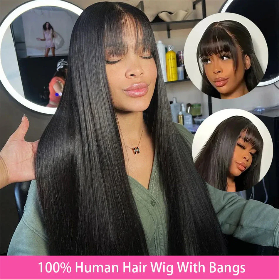 European And American Style Bangs Headgear Human Hair Wig Full Mechanism Headgear Fringe Wig - Image 5