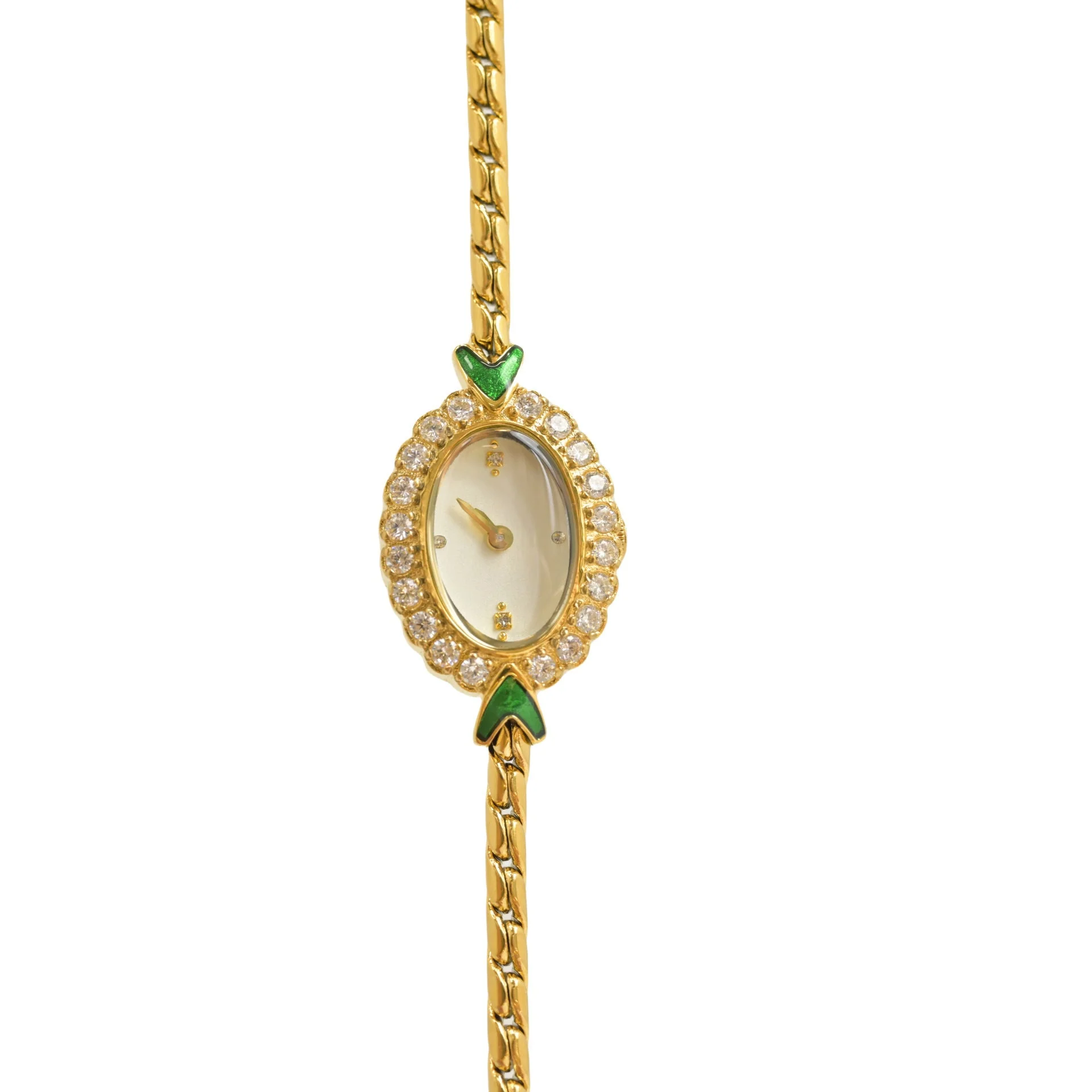 European Small Gold Watch Handmade Inlaid Rhinestone Middle Ancient - Image 5