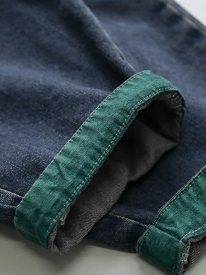 Spring and Autumn Casual Denim Loose patch Harem Bottom Pants - Image 4